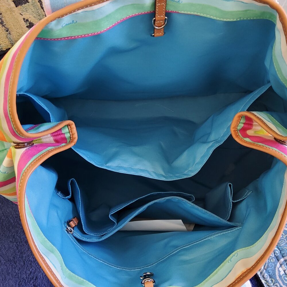 Coach Extra Large Watercolor Beach Tote + Hangtag - Picture 4 of 16